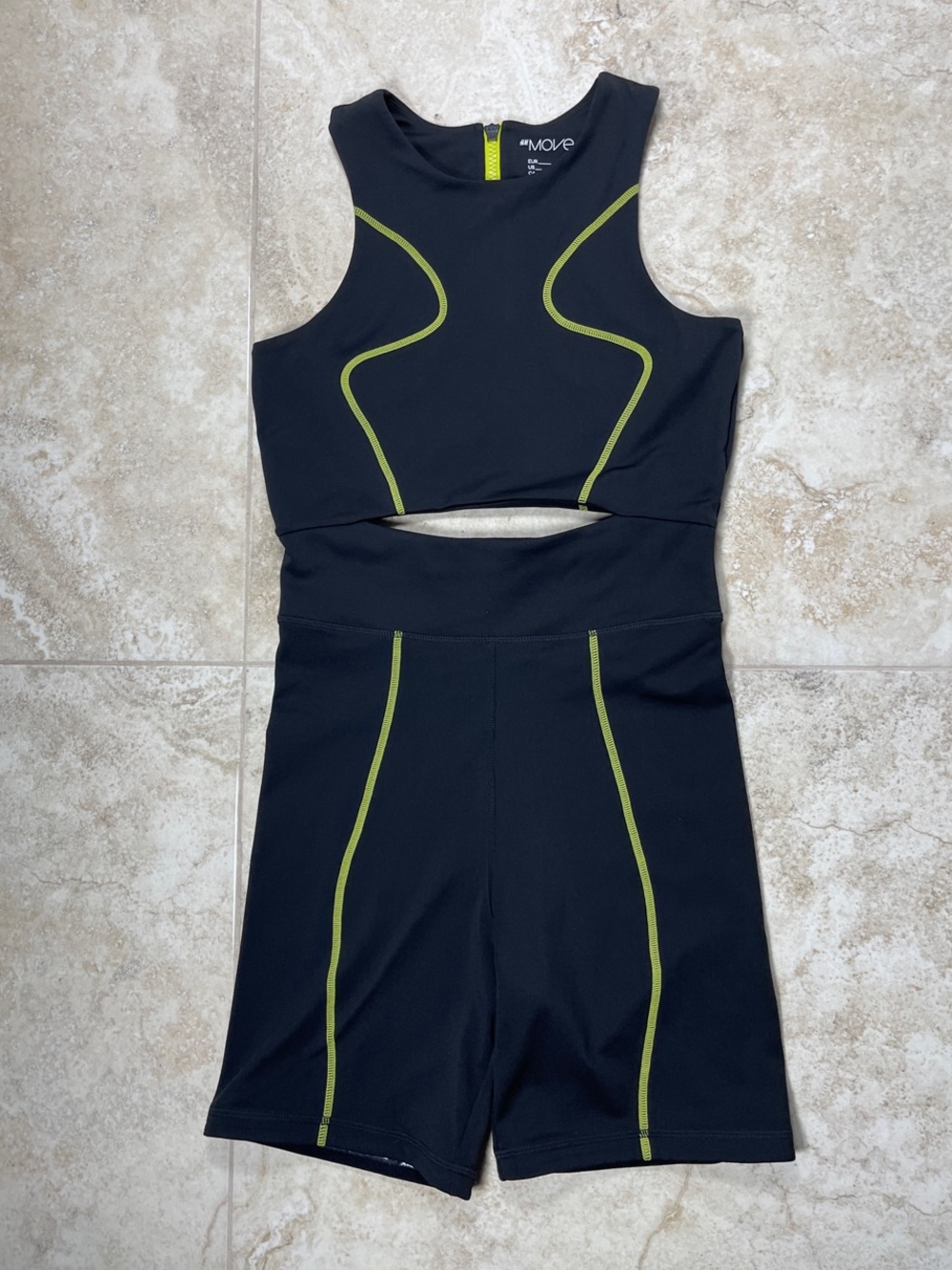 H&M Move Women's Black and Neon Green Cutout Sports Romper Size M